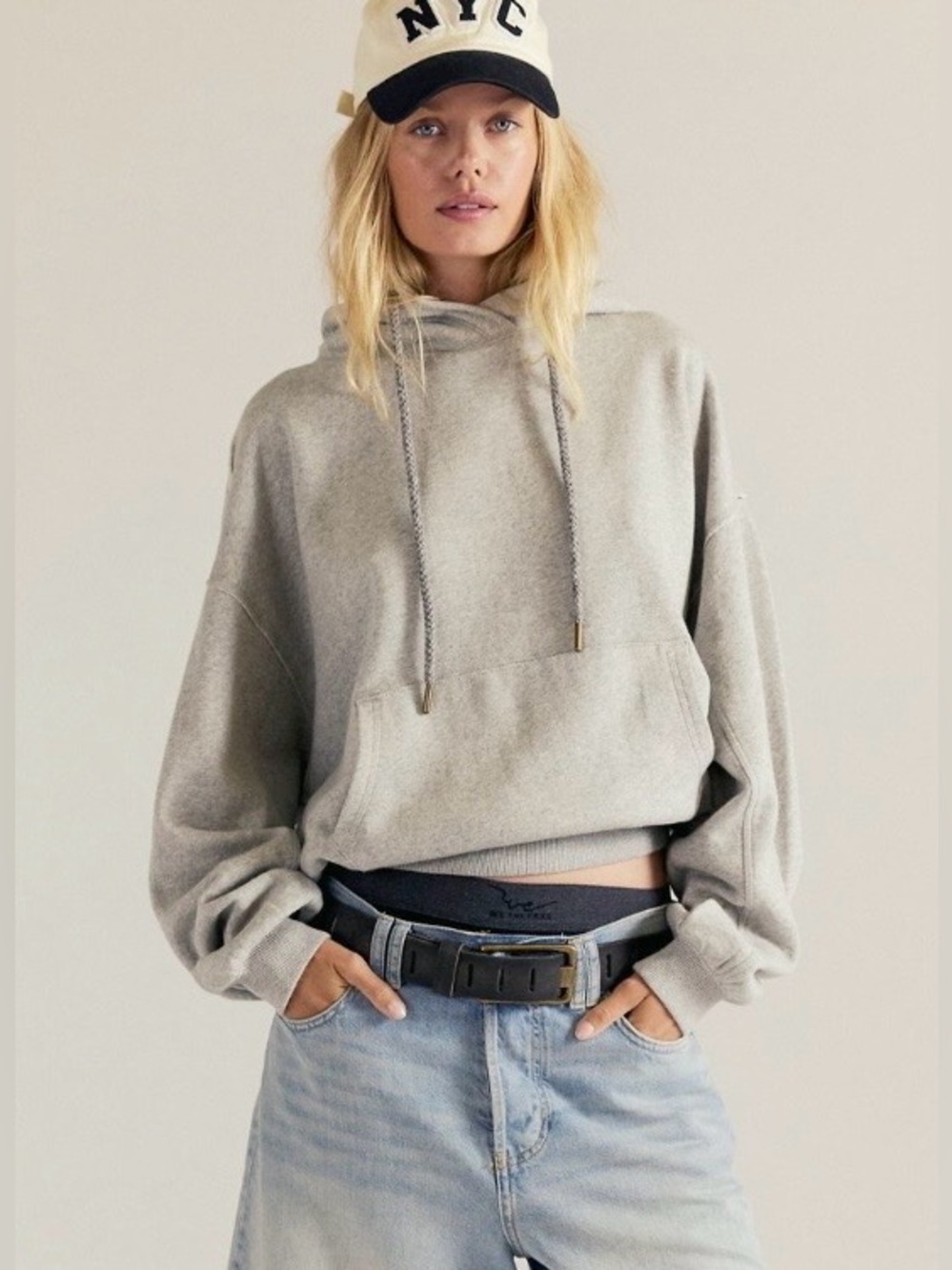 NWT FREE PEOPLE WE THE FREE OF A FEATHER HOODIE HEATHER GREY